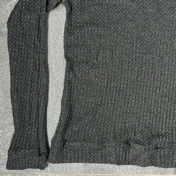 NEW Chaser Raglan Long Sleeve Stardust Metallic Thermal Scoopneck Blouse Black M - Picture 4 of 14